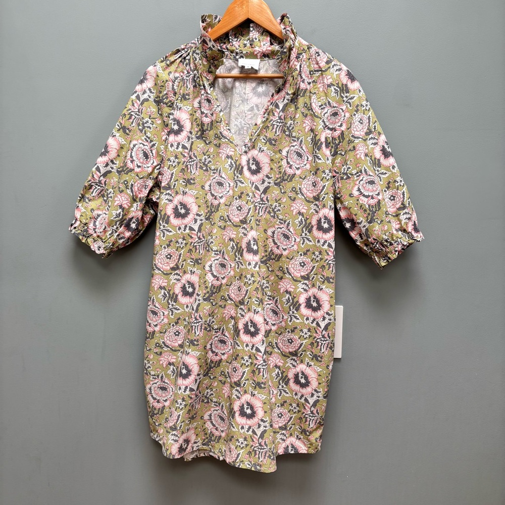 Sundays Spence Poplin Dress In Sage Floral M - Picture 2 of 7